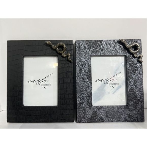 Faux Croc Leather Picture Frame Black Silver Snake 4.5 X 6.5”  by Carla  Carsten - Picture 8 of 8